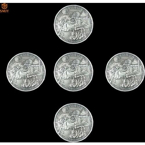 5Pcs/Lot Euro Holiday Gift Coin 12 Constellation Sagittarius Bronze Token Challenge Souvenir Coin Collection