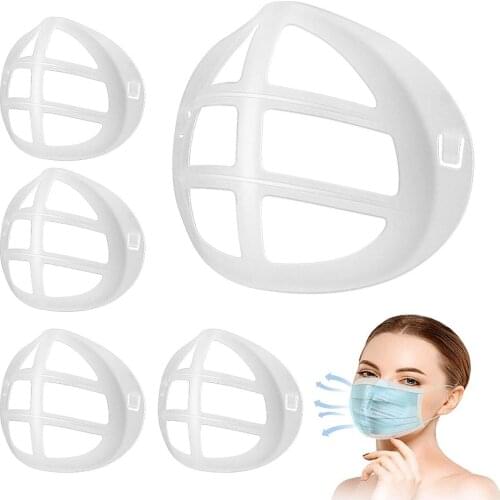 5PC Mascarillas Washable 3D Face Mask Inner Support Frame Lipstick Protector Adjustable Ear Strap Silicone Rubber Accessories D8