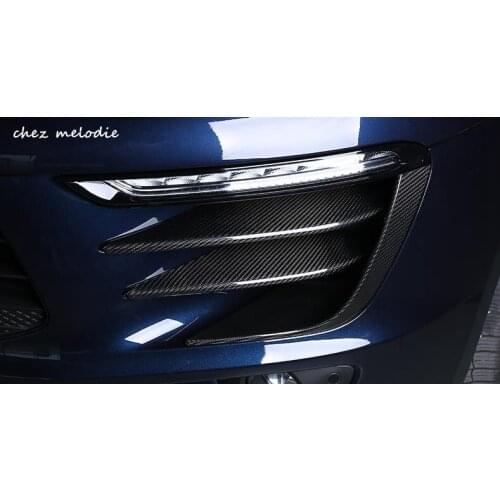 6pcs/set Top quality all real dry carbon fiber car outside front foglight decorative strips trims for Porsche Macan
