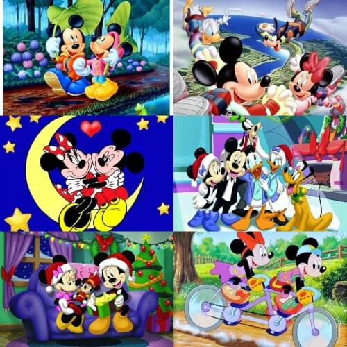 5D DIY Diamond Painting Disney Mickey and Minnie Full Drill Rhinestone Cross Stitch Kits Handmade Embroidery Home Decoration