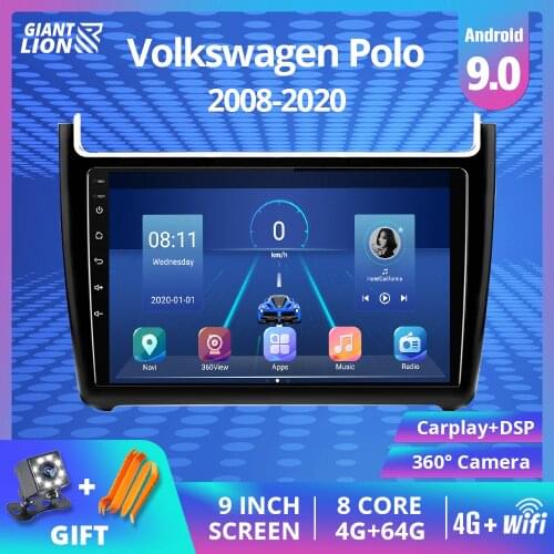 2din Android 9.0 4G+64G DSP Car Radio Multimedia Video Player For VW Volkswagen POLO 2008-2020 Sedan Navigation 2 Din No Dvd