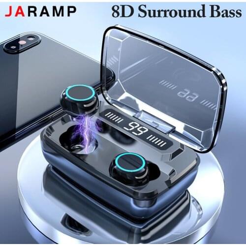 JARAMP Wireless Earphones Bluetooth-Compatible V5.0 TWS Wireless Headphones LED Display With Power Bank Headset With Microphone