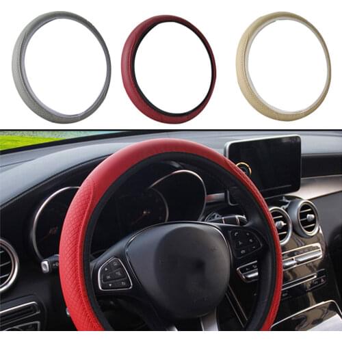 Fiber Leather Car Steering Wheel Cover Anti-slip Embossing Pattern Auto Protection Wheel Cover