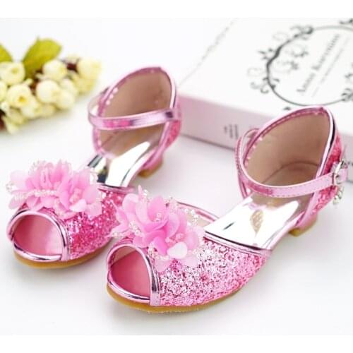 Children Leather Sandals Child High Heels Girls Princess Summer Shoes Chaussure Enfants Sandals Party Shoes