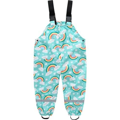 Toddler Kids Boys Girls Rain Dungarees Windproof Waterproof Mud Jumpsuit Clothes Child Harem Pants Breathable 2-11Y Clothes