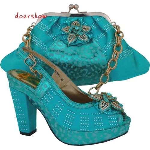 Doershow women shoe and bag to match set diamonds italian women shoe and bag to match set for party women shoe and bag set!VL1-5