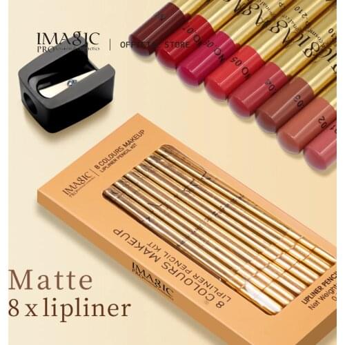 IMAGIC 8Pcs/set Matte Lipstick Pencil Lip Liner Lip gloss Lipstick Makeup Contour Tint Sexy Matte Lasting Lipliner Cosmetics