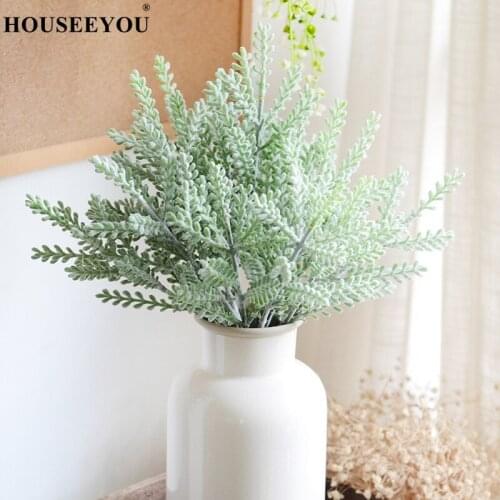 Artificial Flowers and Green Plants 33cm Wool Horns and Antler Leaves High-quality Home Garden Decoration