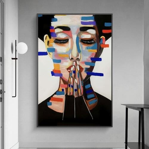 Praying Woman Modern Art Paintings Print On Canvas Art Posters And Prints Graffiti Art Absract Girl Nordic Pictures Home Decor