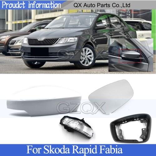 CAPQX Rearview Mirror Cover Shell frame lens light For Skoda Rapid Fabia Outside Mirror Cover Cap Housing lens light