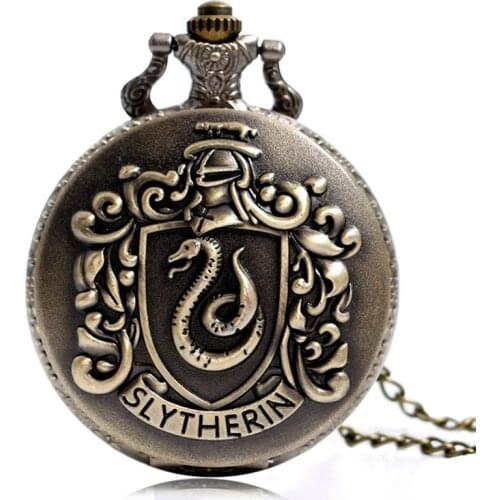 Cool 3D Retro Bronze Pocket Watch Designer Snake Quartz Fob Watches for Male Female Casual Clock Gift for Children