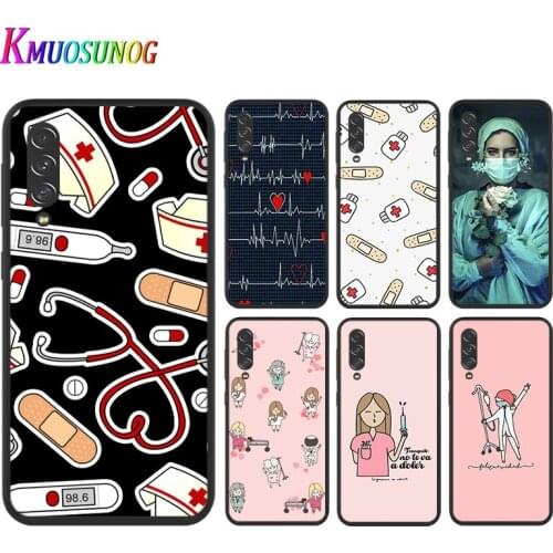 Cartoon Nurse Medicine For Samsung A10 10E 10S 20 20S 20E 30 30S 40 40S 50 50S 60 70 70S 80 90 A2 Core Black Soft phone Case
