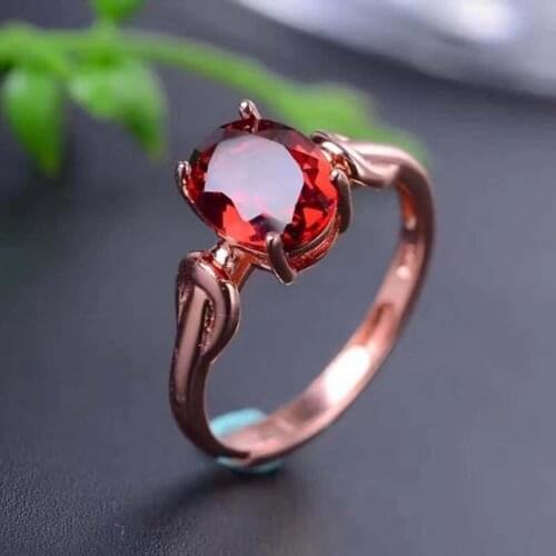 Natural Garnet Gemstone S925 Sterling Silver Ring Fine Fashion Exquisite Wedding Jewelry for Women Free Shipping