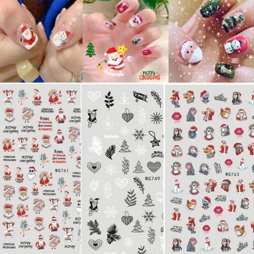 2021 New Christmas Nail Art Sticker New Year Snows Designer Nails Art Manicure 3D Ahhesive-self Nail Decal Wraps C024-T479