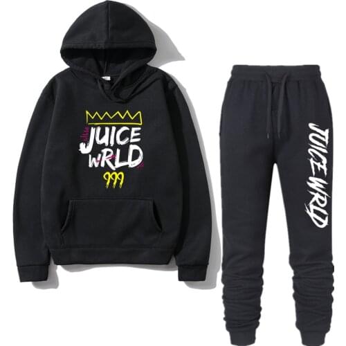 2021 New 2-piece Sportswear Mens Juice Wrld Hooded Sweatshirt Pants Pullover Sportswear Sportswear Casual Sports Suit Women