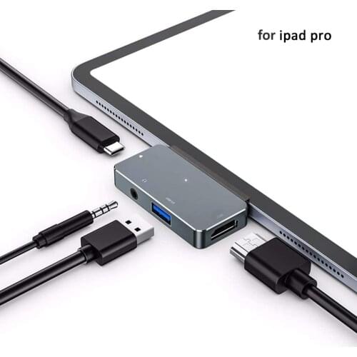 OUTMIX USB Type-C Hub Adapter with USB-C PD Charging USB 3.0 & 3.5mm Headphone Jack HDMI-compatible for iPad Pro Macbook Pro/Air