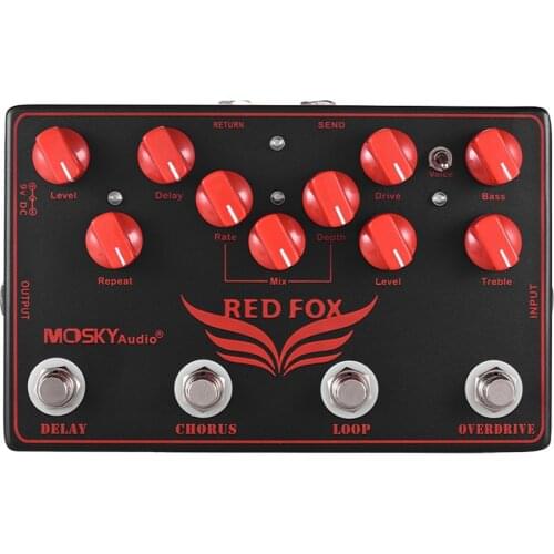 MOSKY RED FOX 4-in-1 Electric Guitar Effects Pedal Delay + Chorus + Loop + Overdrive for guitar accessories guitar parts