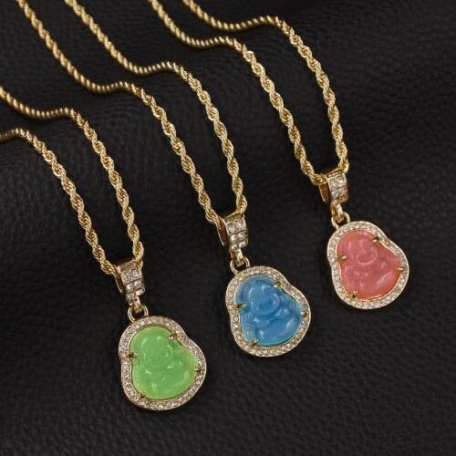 Rope Chain Necklace For Women Hip Hop Ladies Unisex Jewelry Twist Chain Buddha Figure Pendant Fashion Color Party Alloy Buddhism