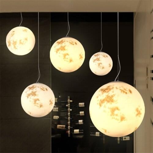 Nordic Moon Mars Pendant Lights Restaurant Bedroom Bedside Hander Retro Living Room Pendant Lamps Art Ball Deco E27 Fixtures