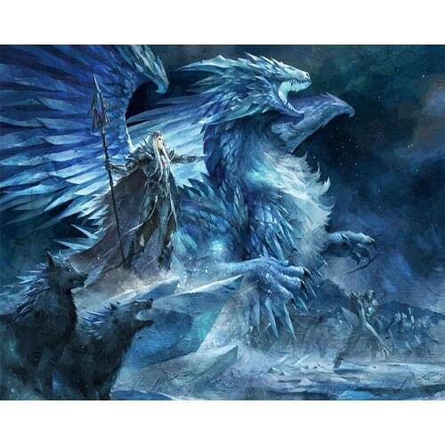 Custom wallpaper Hand painted dragon Wolf mage background wall