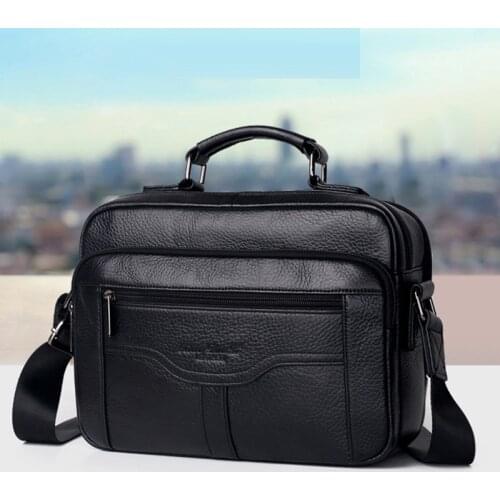 100% Genuine Leather Messenger Briefcase Cross Body Tote Bags High Quality Natural Skin Casual Men Handbag Business Shoulder Bag
