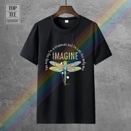 Imagine You May Say I'M A Dreamer Dragonfly T Shirt Black Cotton Men S 6Xl