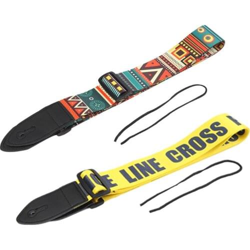 Adjustable Yellow/Red Guitar Strap with PU Leather Ends Polyester Guitar Belt for Electric Bass Guitar Parts Accessories