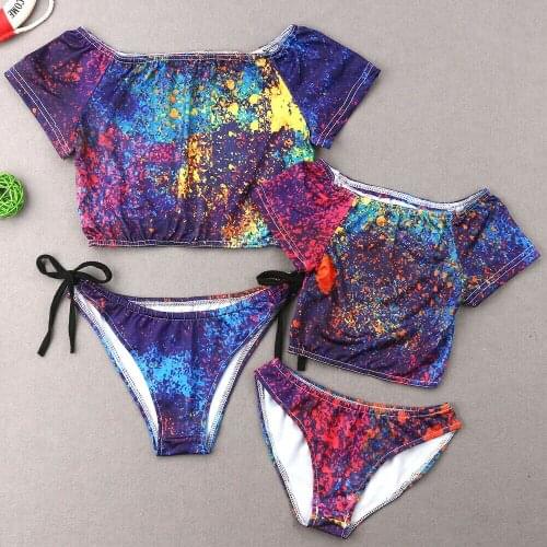 Matching Swimsuit Mommy And Me Swimsuit Family Look Clothes Boys Men Swimming Trunks Girl Women Bikini Set Bathing Suit Swimwear
