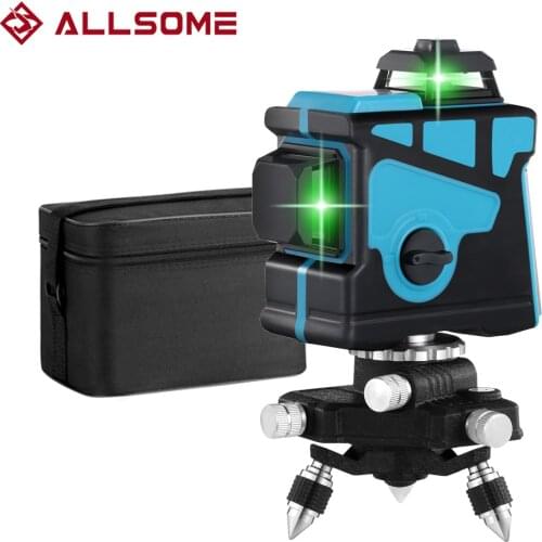 ALLSOME 12 Lines 3D Green Laser Level Self-Leveling 360 Degree Horizontal And Vertical Cross Lines Green Laser Line