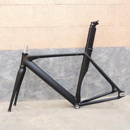 Single Speed Fixie Bicycle Frame 52cm Fixed Gear Bike Frameset Matte Black Track Bike Frame Aluminum Alloy Fork Headset 25.4mm