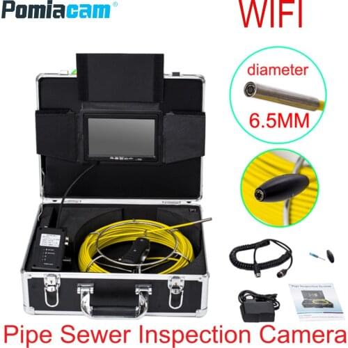 9inch DVR 60M WIFI Drain Sewer Pipeline Industrial Endoscope Pipe Inspection Video Camera WP90C 6.5mm 60M cable yellow