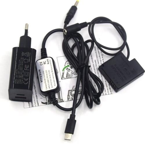 Power Bank USB Type-C Cable AC8+DMW-BLH7 DMWBLH7E DCC15 DC Coupler+PD Charger for Lumix DMC-GM1 DMC GM5 GF7 GF8