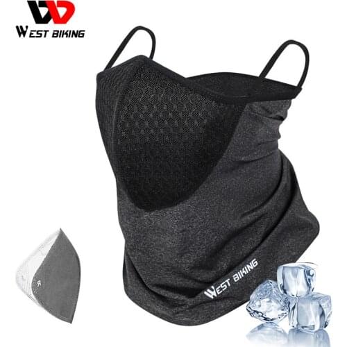 WEST BIKING Ice Silk Sports Scarf Summer Cool Face Cover With Activated Carbon Filter Running Bicycle Equipment Cycling Headwear