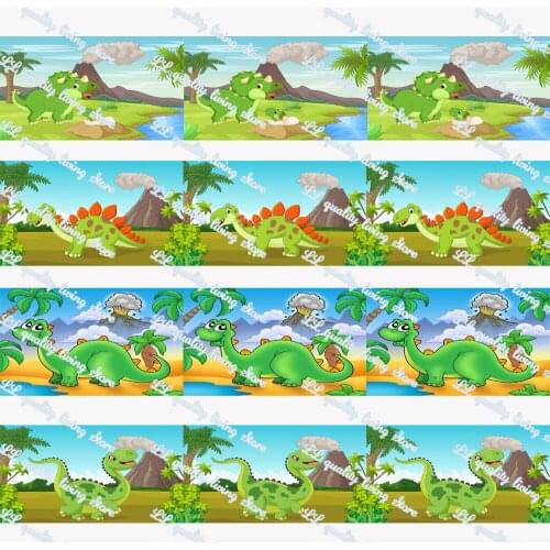 WL 16-75MM Cartoon Dinosaur Grosgrain Ribbon Gift Wrapping Bow Diy Party Decoration Craft Supplies Animal Collar