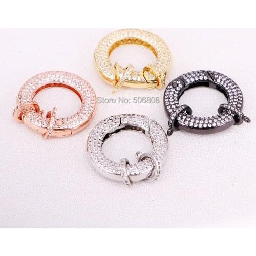 5PCS ZYZ321-8150 Circle Clasp Buckle Interlock Micro paved , CZ Micro Pave Interlocking Clasp Fastener for Jewelry Findings