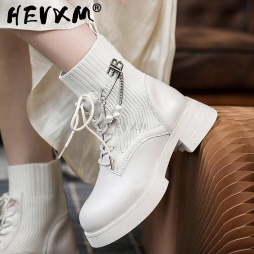 Womens Ankle Boots Autumn 2021 New Fashion Platform Round Head Cross Lace-up Patent Leather Simple Womens Casual Elegant Boots