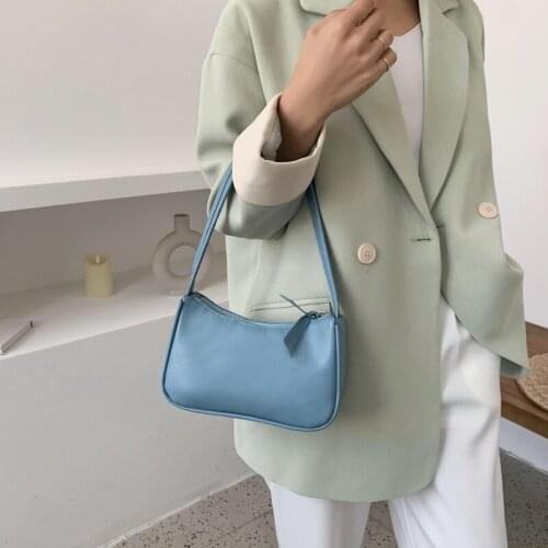 Female Small Subaxillary Bags Clutch Handle Bag Women Retro Handbag Pu Leather Shoulder Totes Underarm Vintage Top Handle Bag