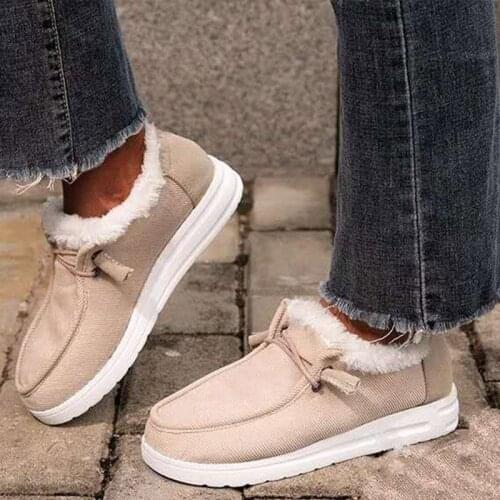 2020 New Women Loafers Warm Moccasin Shoes Plush Winter Ladies Causal Non Slip Woman Flock Comfortable Female Flats Shoes