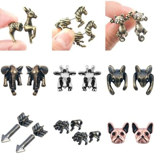 Cxwind Vintage Animal Cat Stud Earrings For Women Girls For Children Baby Kids Elephant Mouse Deer Dog Jewelry brincos feminino