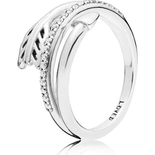 100% 925 Sterling Silver Pan Ring SParkling Arrow, Clear Cz Ring For Original Women Wedding Fashion Jewelry