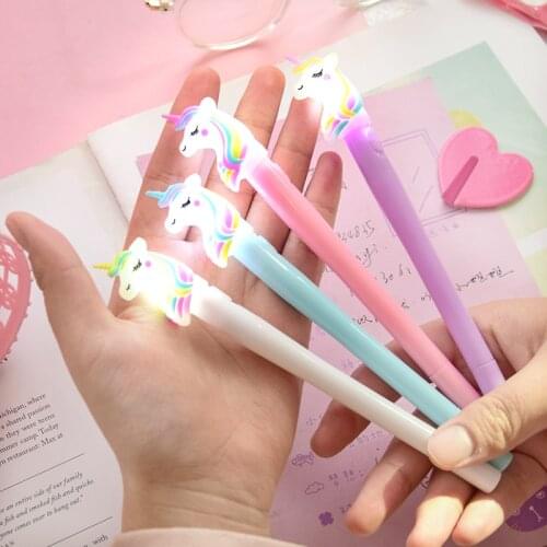 1PC Licorne Unicorn Light Black Ink Gel Pen Animal Writing Pen Ballpoint Pens Kids Gift School Office Students Stationery