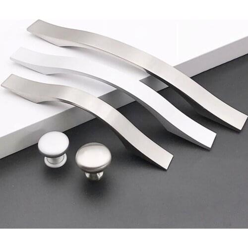KK&FING 1PC Modern Wardrobe Door Handles Zinc Alloy Brushed Silver Kitchen Drawer Cabinet Furniture Hardware Home Improvement