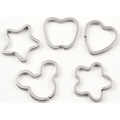 100Pcs Metal Pentagram Star Key Holder Split Rings Keyring Keychain Loop Circle Hook Accessories- Free shipping