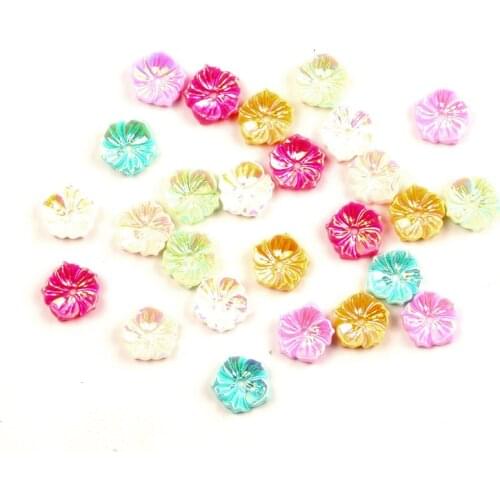 100Pcs Mixed Resin Bling Flower 12mm Decoration Crafts Flatback Cabochon Kawaii DIY Embellishments For Scrapbooking Accessories