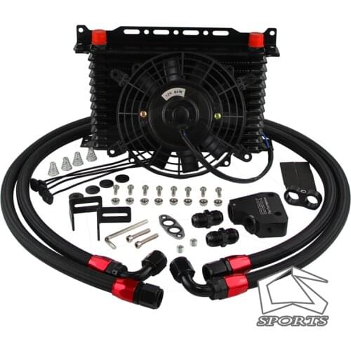 13 Row Oil Cooler+Sandwich Plate adapter Fit For LS1 LS2 LS3+7"Electric Fan+Bracket