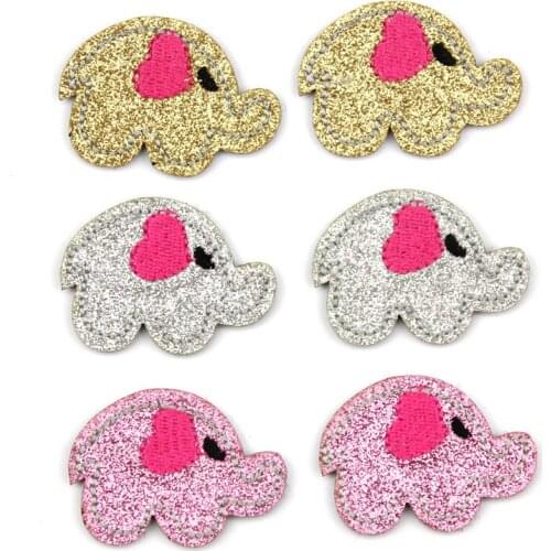 15Pcs 3.2*4.5cm Kawaii Glitters elephant Padded Appliques For Babys craft Hair Clip Hat Decor Ornament Accessoires wholesale