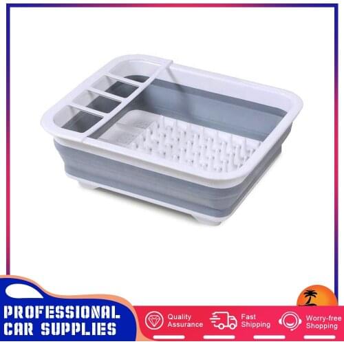 1x Camper Accessories Camping Car Foldable Dish Rack Tableware Rack Portable Bowl Rack TPR Bowl Sink Design For RV Caravan Boat