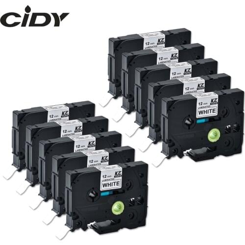 CIDY 10pcs Compatible p touch laminated tze 231 tz231 tze231 tape 12mm Black on white Tape tze-231 tz-231 for brother printers