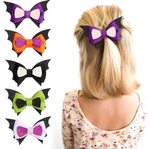 Kids Girls Halloween Bow Hair Clips Cartoon Bat Hat Ghost Hairpins Ornament Barrettes 2021 Fashion Hairclips Hair Accessories