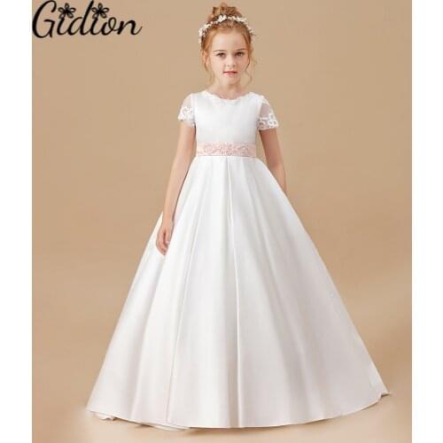 Flower Girls Butterfly Pink belt Dress Wedding Party Princess Dress Sleeveless Wedding Children Clothing Birthday Party Dress